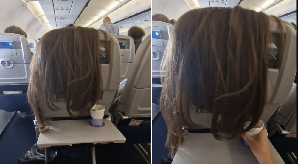 A woman, who spreads her hair all over back of her seat, gets a revenge from a passenger sitting behind…