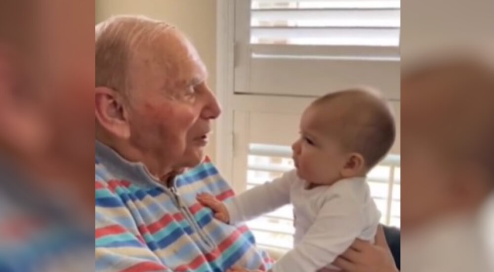 After being silent for months the Alzheimer’s-affected great-grandpa starts talking with the little baby…