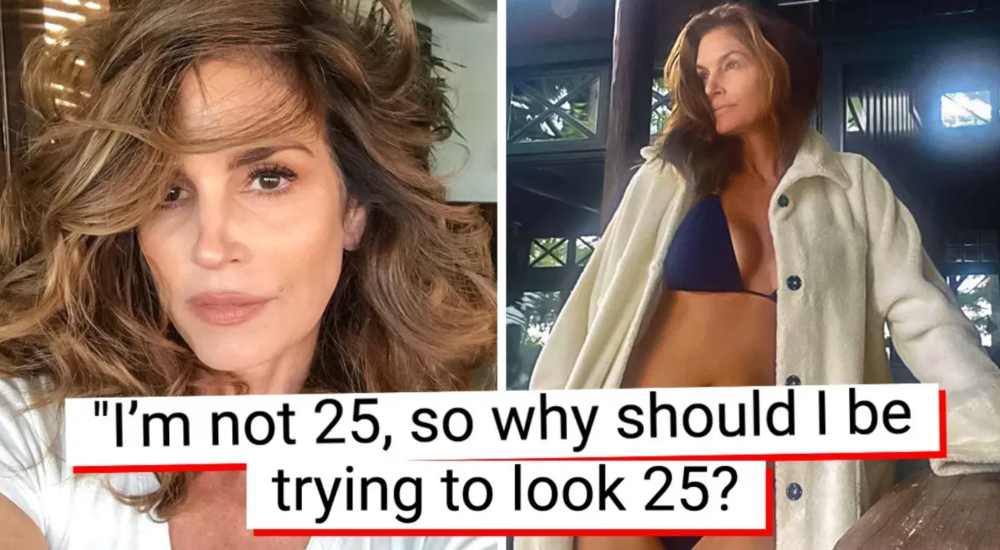 Cindy Crawford, who is 56 years old, has spoken publicly for the first time about aging as a woman and has stated that “being told I’m ageless isn’t right.”