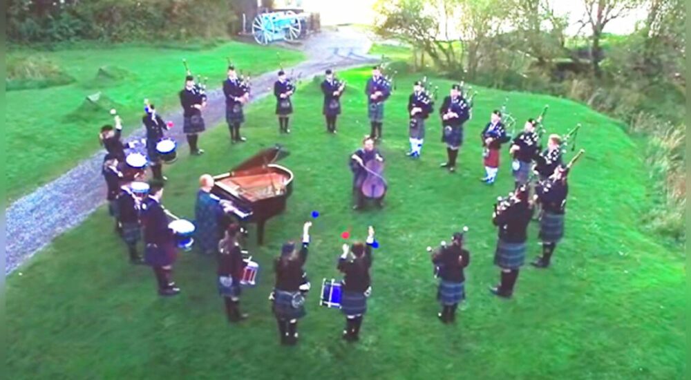 Musicians come to Scotland to record an arresting cover of “Fight Song” that receives over 47 million views…