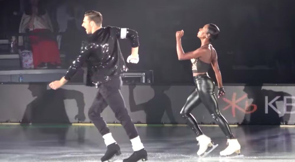 The couple skaters perform a Michael Jackson dance that gets the crowd overexcited…